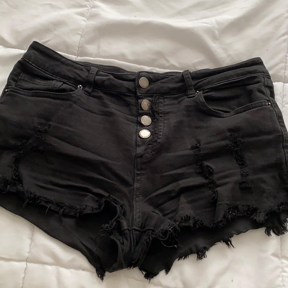 Angel Kiss Black Distressed Shorts